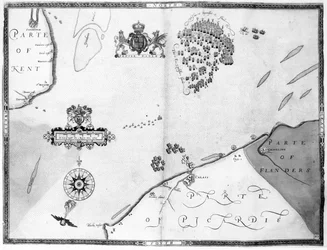 Map No.10 showing the route of the Armada fleet, engraved by Augustine Ryther
